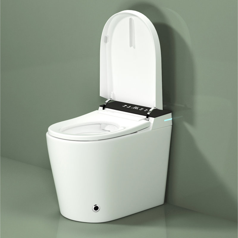 Toilette compacte pour bidet pour salle de bain - Ouverture / fermeture automatique, chasse d'eau, siège chauffant, unité de fonction intelligente ouverte / affleurante pour salle de bain à air chaud / sec, option