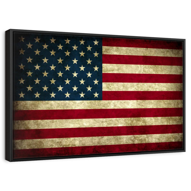 Drapeau rétro des États-Unis, 19 po x 13 po, Cadre flottant noir