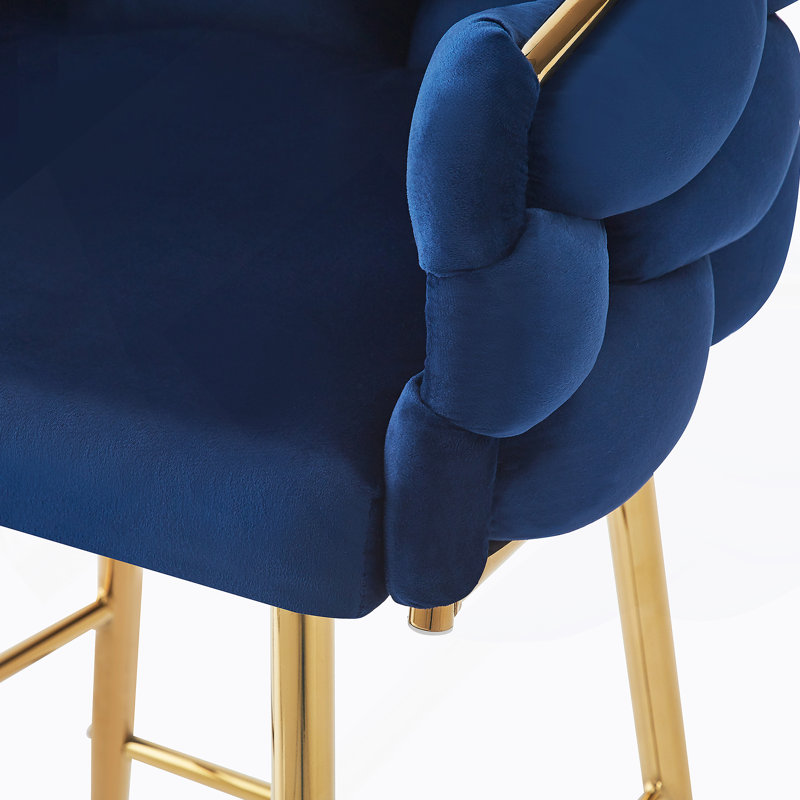 Ensemble de deux tabourets de comptoir modernes avec structure en fer, dossier et coussin moelleux, repose-pieds, idéal pour la cuisine, la chambre à coucher ou la salle à manger