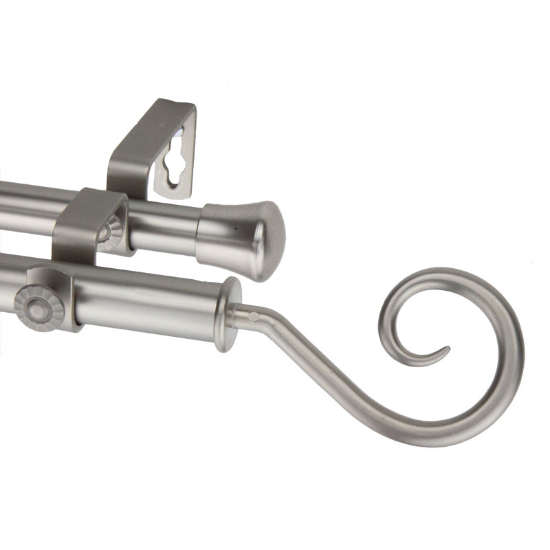 Tringle à rideaux simple Modern Curl, l 48 po à 84 po, Nickel satiné