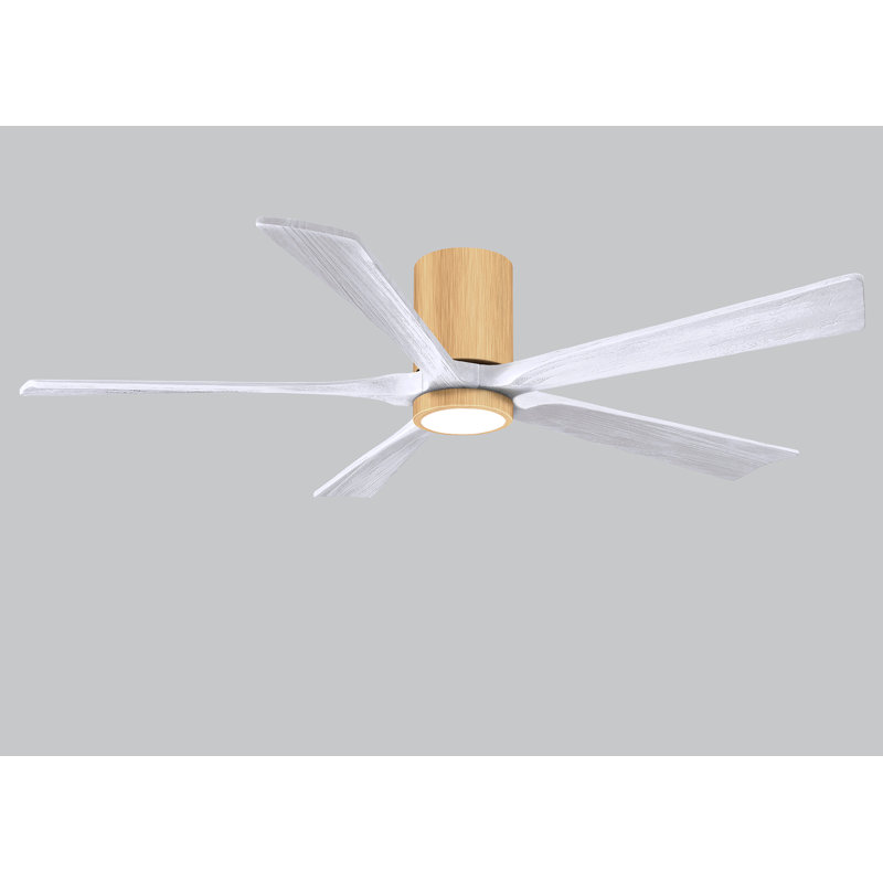 Ventilateur de plafond à 5 pales DEL avec ensemble d'éclairage inclus Irene, Érable clair, 60", Blanc mat