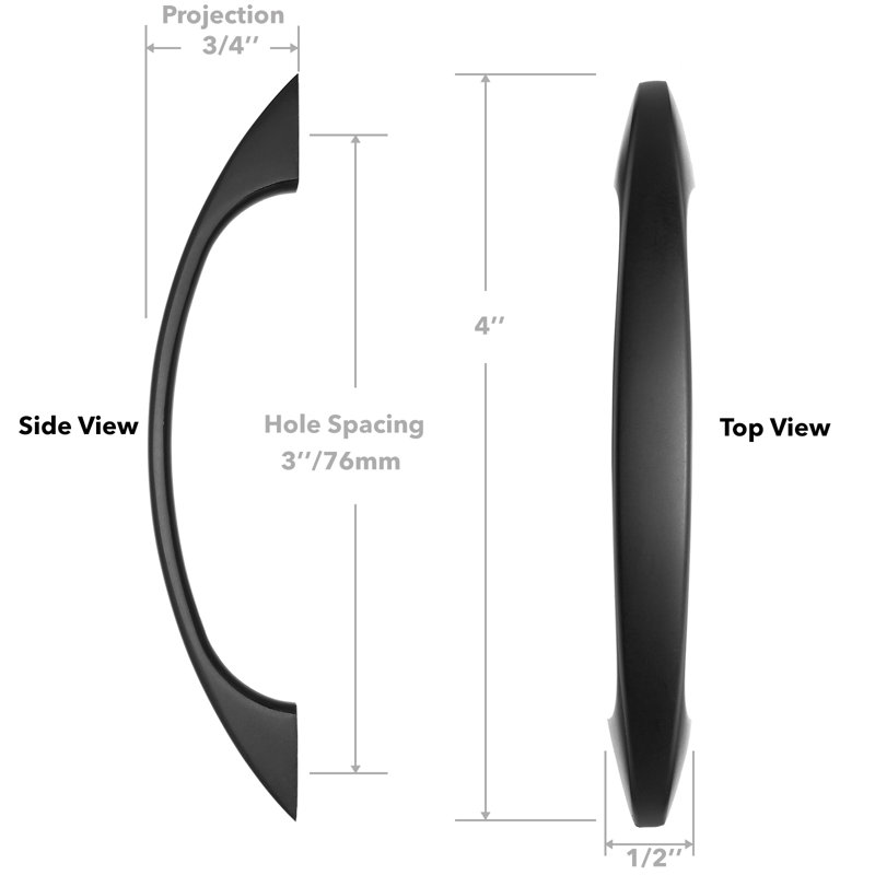 3" Center Arch Pull Multipack, Matte Black