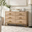Commode en bois clair 47,24 po avec relief géométrique et pieds dorés-649827473