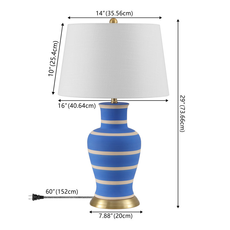 Herron 29" Table Lamp, Blue/Beige