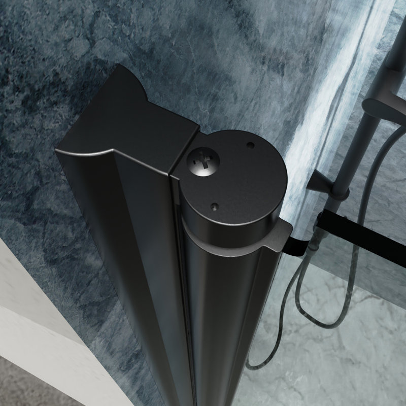 Portes de douche semi-doubles Bi en noir mat avec verre transparent, 34 à 35 3/8 po L 72 po, portes en aluminium pour étonnement de salle de bain, tentation