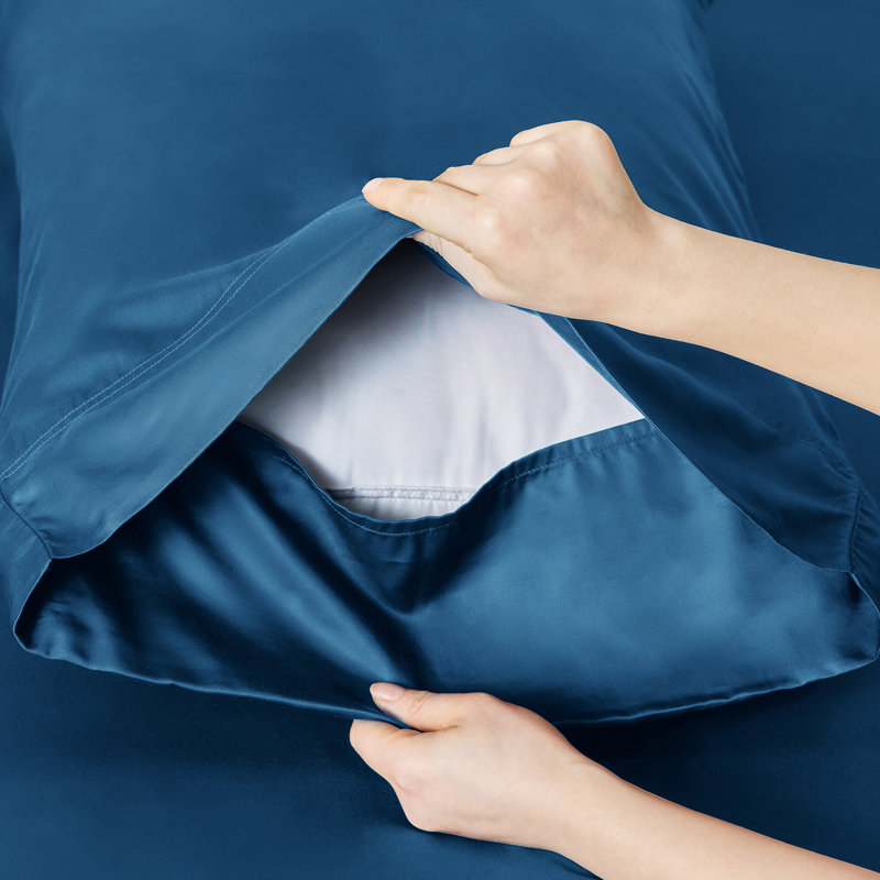 Essential Collection Cooling Rayon Derived from Bamboo Sheet Set, California King Sheet Set with 2 Pillowcases, Peacock Blue