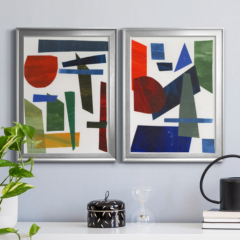 «Colorful Shapes II», reproduction encadrée de qualité supérieure - prête à être accrochée, Argent