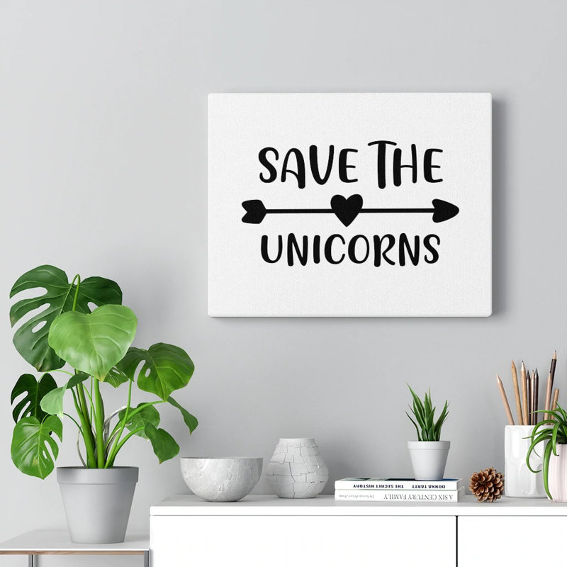 Save The Unicorns - Wrapped Canvas Print, 30cm H x 41cm W