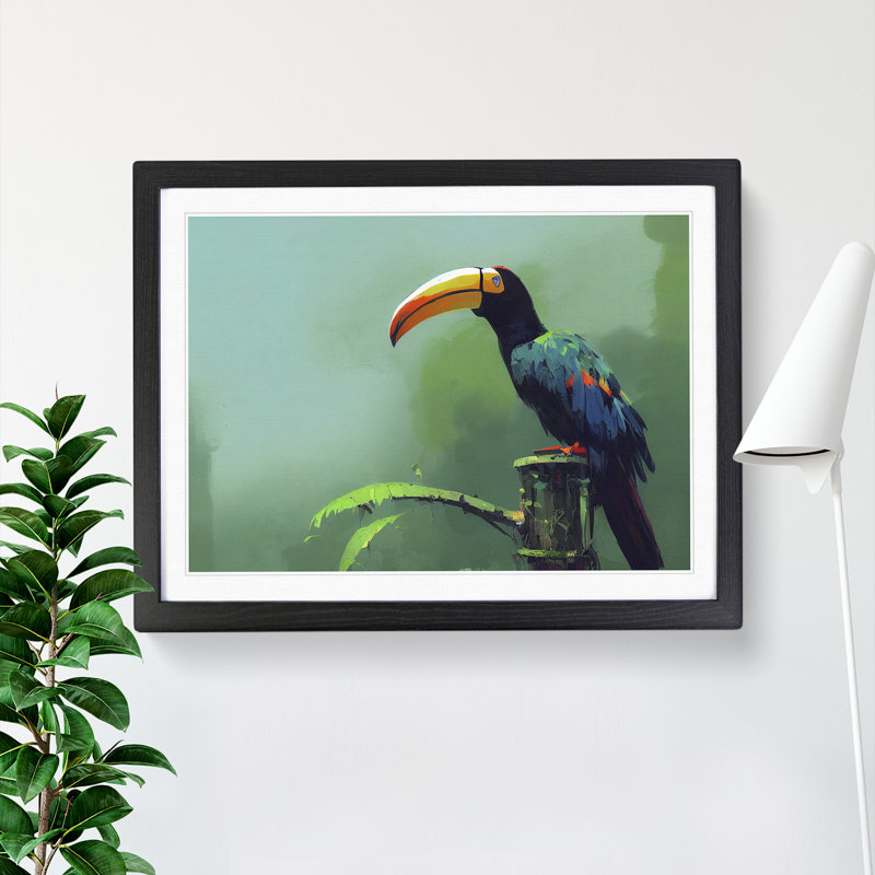 Toucan Bird Vol.2 1 Piece Single Picture Frame Wall Art, 25cm H x 34cm W x 2cm D, Black Framed
