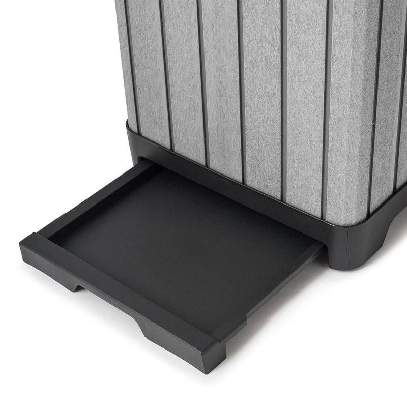 Keter Rockford 39 Gallon Manual Lift Waste And Recycling Trash Bin With Drip Tray Made of Durable Weather-resistant Resin - Grey
