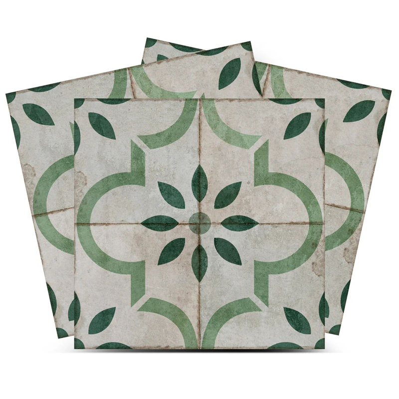 4" x 4" Floral Vinyl Peel and Stick Mosaic Tile