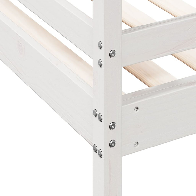 Arin Solid Wood Bed, White, 140 x 200 cm with top bunker 80 x 200 cm