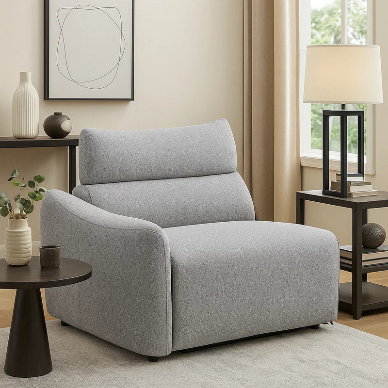 Fauteuil inclinable gauche Falo, mousse et chenille gris clair Falo