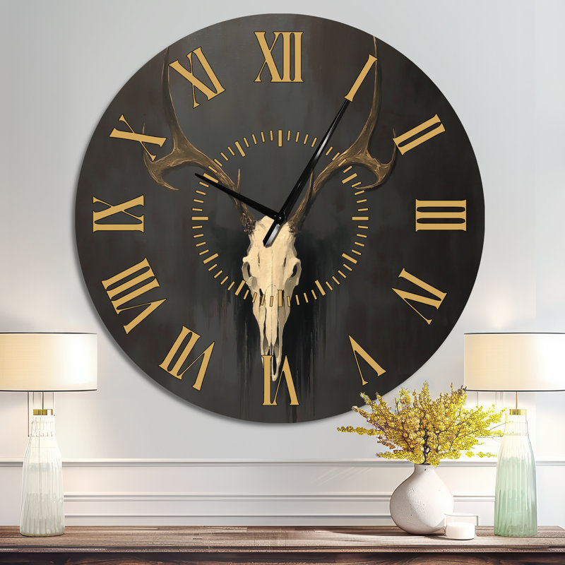 Horloge murale ronde en métal blanc avec accent doré, Surdimensionné