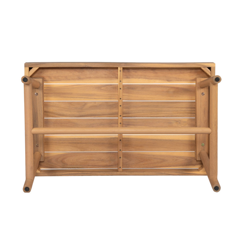 Table basse de patio rectangulaire en bois d'acacia, teck