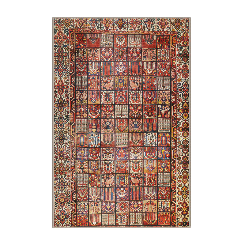 Tapis traditionnel rouge / beige, Rectangulaire 8 pi x 10 pi