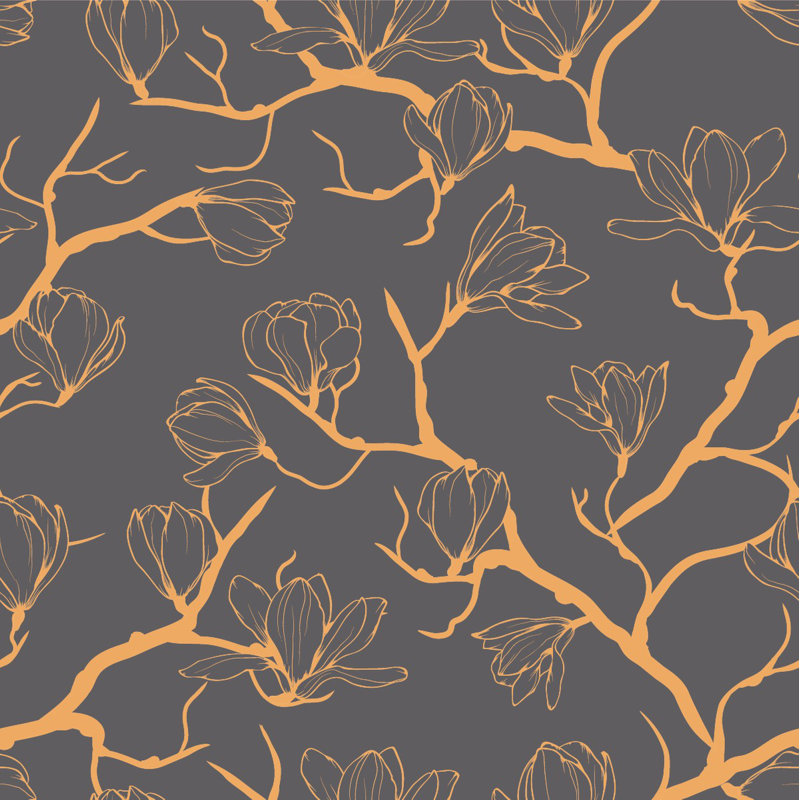 Panneau de papier peint adhésif foncé Sakura L 18,75 pi x l 25 po, L 25 po x L 125 po