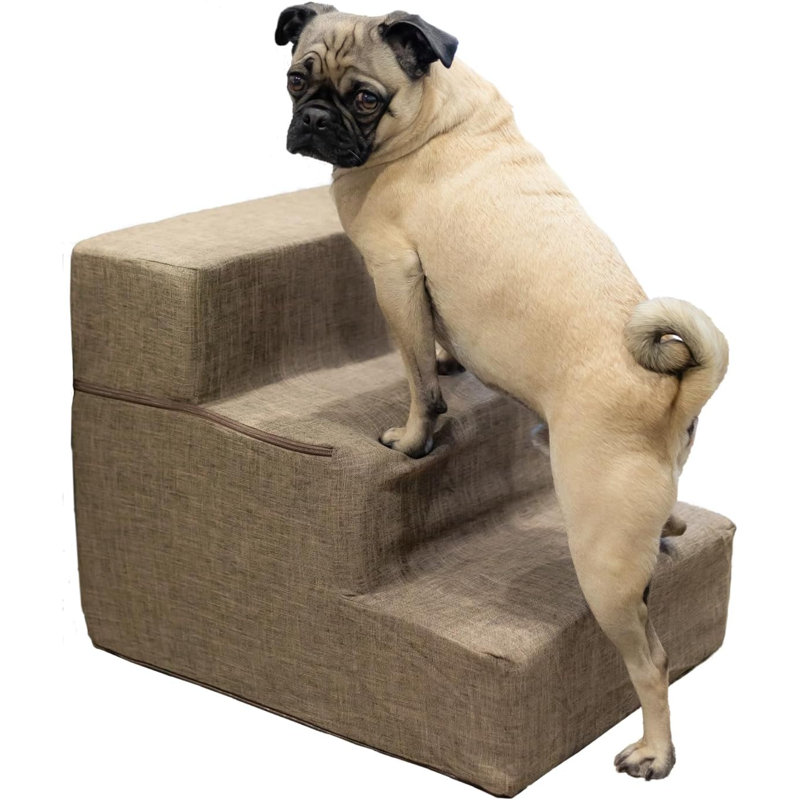 Stairs With 3 Steps, 17" H x 12" W x 22" D, Brown