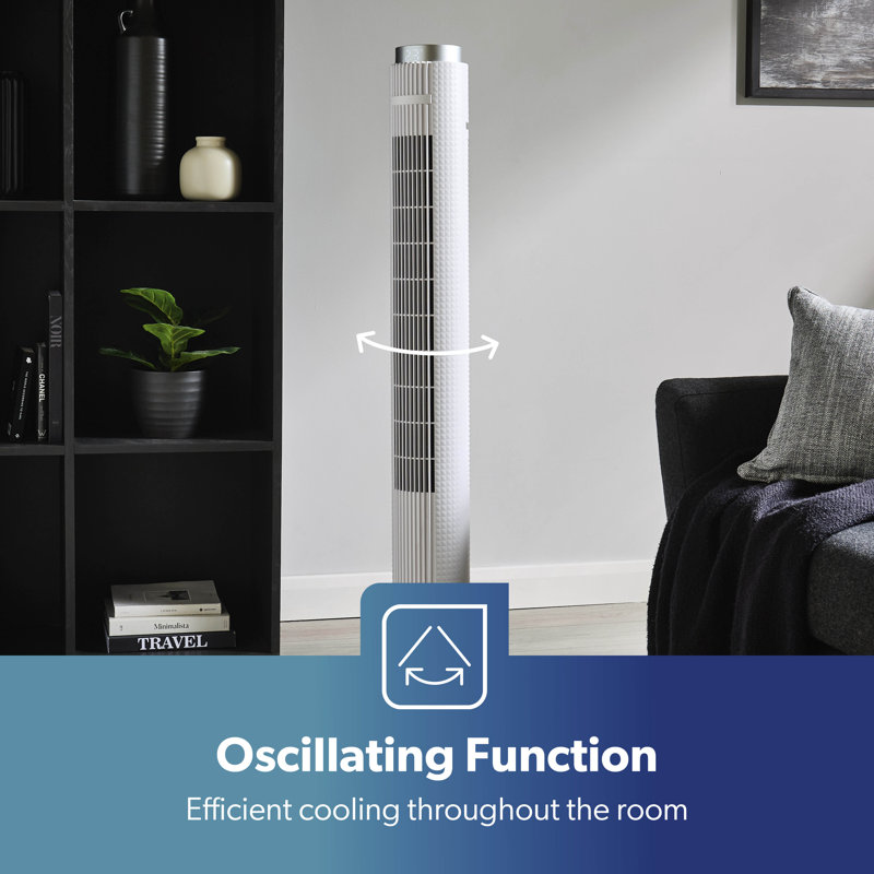 GEEPAS 46" Tower Fan with Remote Control 12H Timer 45W, White