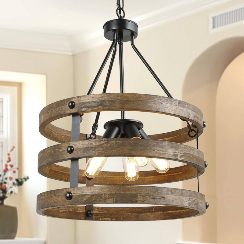 Gatlin 5 - Light 18'' W Lantern Modern Farmhouse Drum Dining Room Chandelier