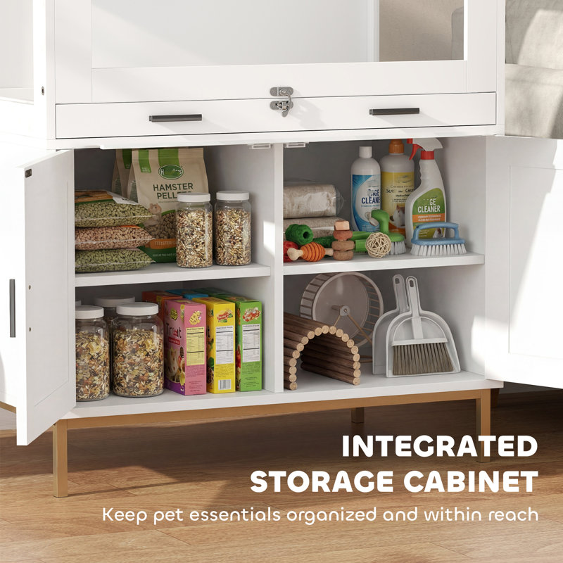 Cage à hamster avec armoire de rangement, cage à cochon d'Inde avec plateau