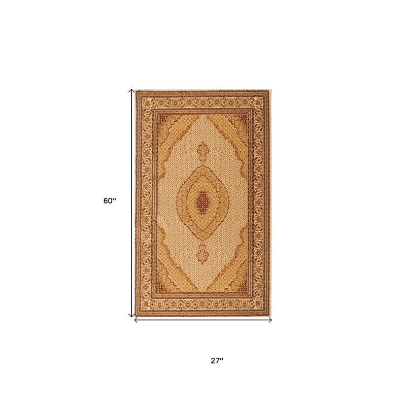 Tapis marocain beige et crème 2 pi x 5 pi