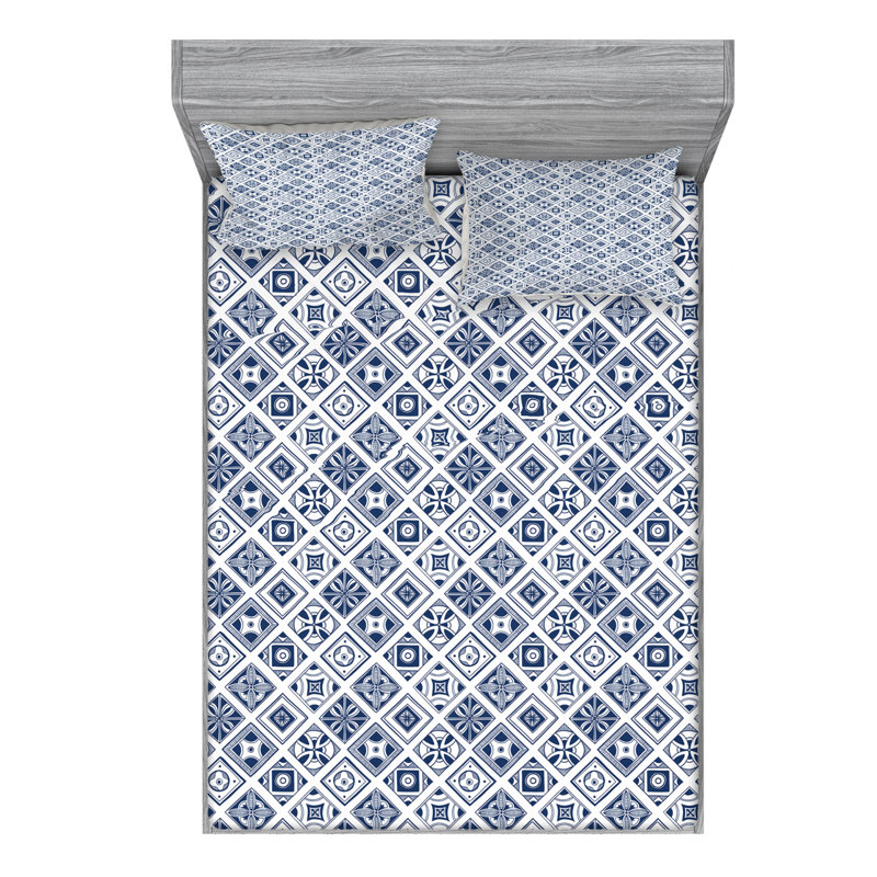 Microfiber Floral Sheet Set, Full Sheet Set + Fitted Sheet + 2 Pillowcases