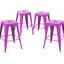 24 tabourets de bar en métal mauve sans dossier de 24 pouces de hauteur comptoir, non empilables, assemblage rapide, facile à nettoyer avec 4 hauteurs, structure détachable et amovible