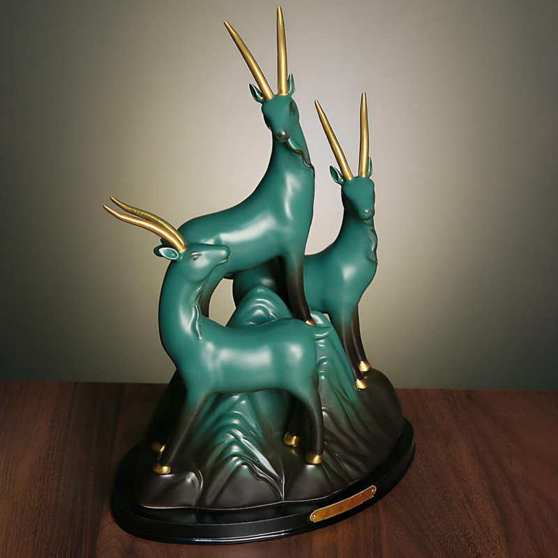 Élégante statue de trois chèvres - décor en céramique fabriqué à la main