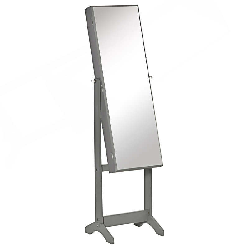 Armoire à bijoux sur pied, organisateur de bijoux verrouillable avec miroir pleine longueur