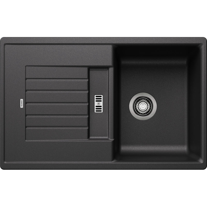 Zia Single Bowl Inset Kitchen Sink, Anthracite, 202mm H x 500mm W x 780mm L
