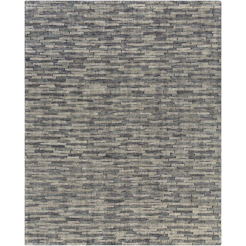 Abstract Hand-Knotted Taupe/Gray Area Rug, Rectangle 6' x 9'