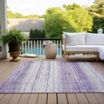 Tapis intérieur / extérieur en polyester tissé à la machine en mauve / crème mâle