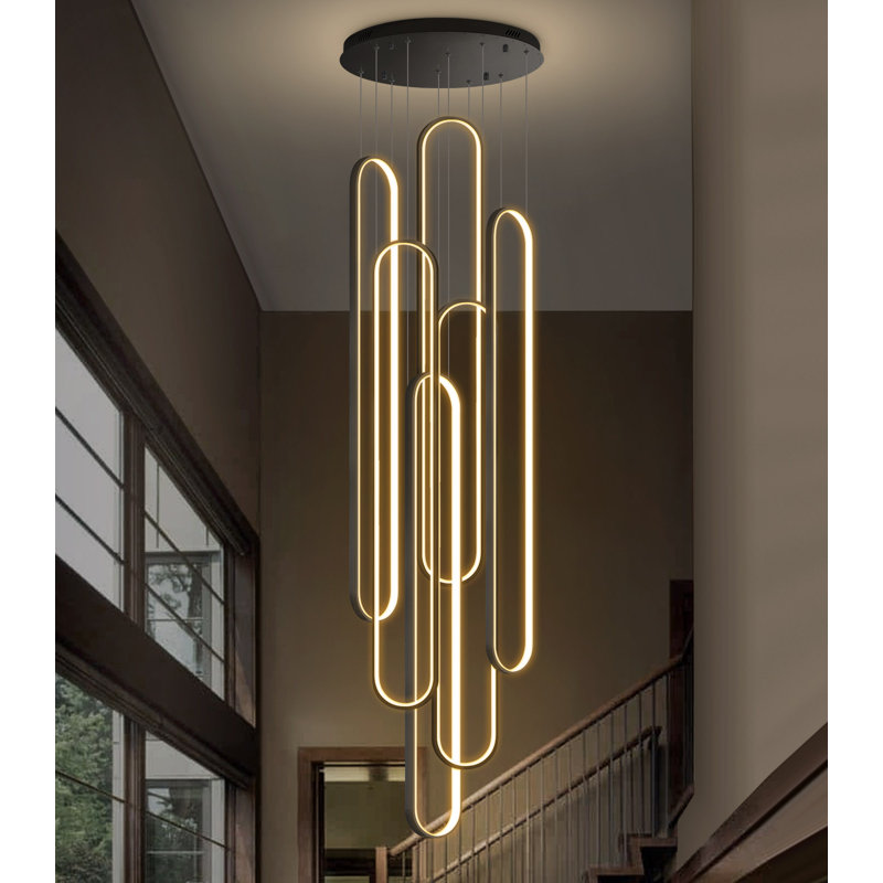 Modern Chandelier With Dimmable Light, Matte Black