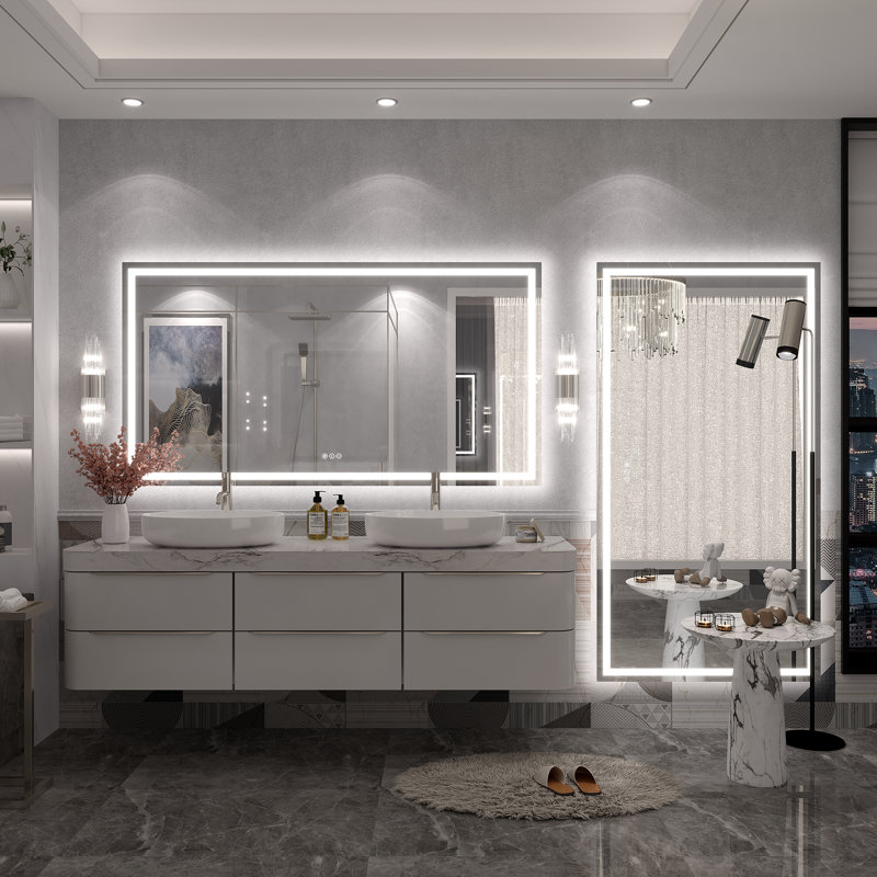 Miroir de salle de bain mural Molly, 60 po x 32 po, Transparent