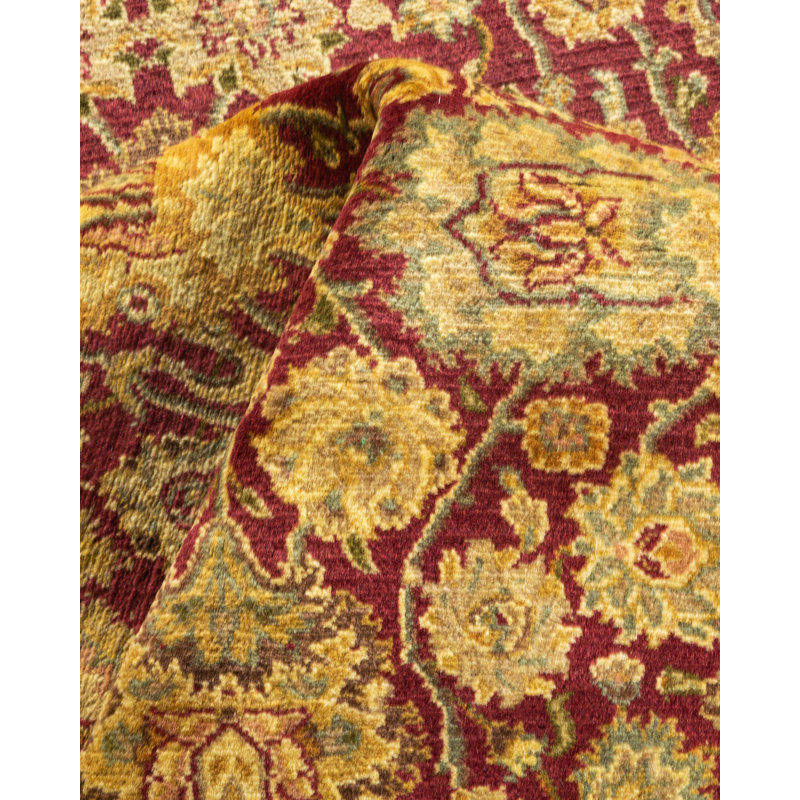Hand-Knotted Purple Geometric Wool 5x8 Area Rug