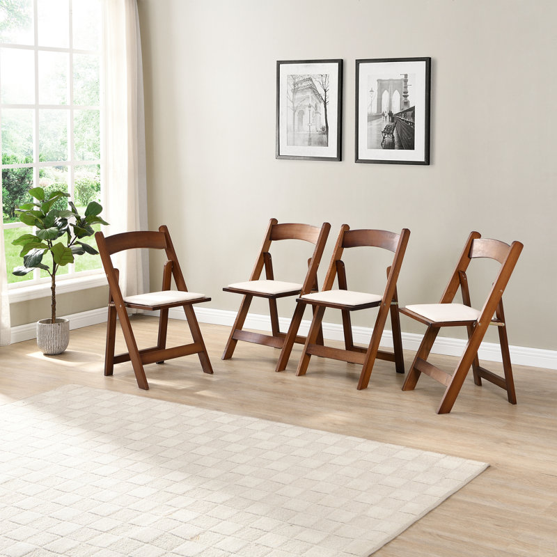 Chaise pliante rembourrée, peu encombrante, facile à transporter, 4 pièces, Noyer naturel