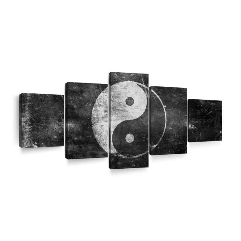 " Yin Yang Symbol " 5 Piece Art Set, 30" H x 68" W x 1.25"