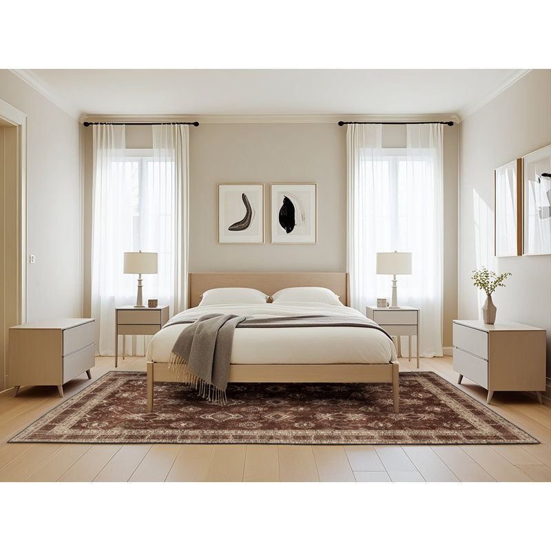 Tapis brun lavable à la machine, Rectangle de 5 pi x 8 pi