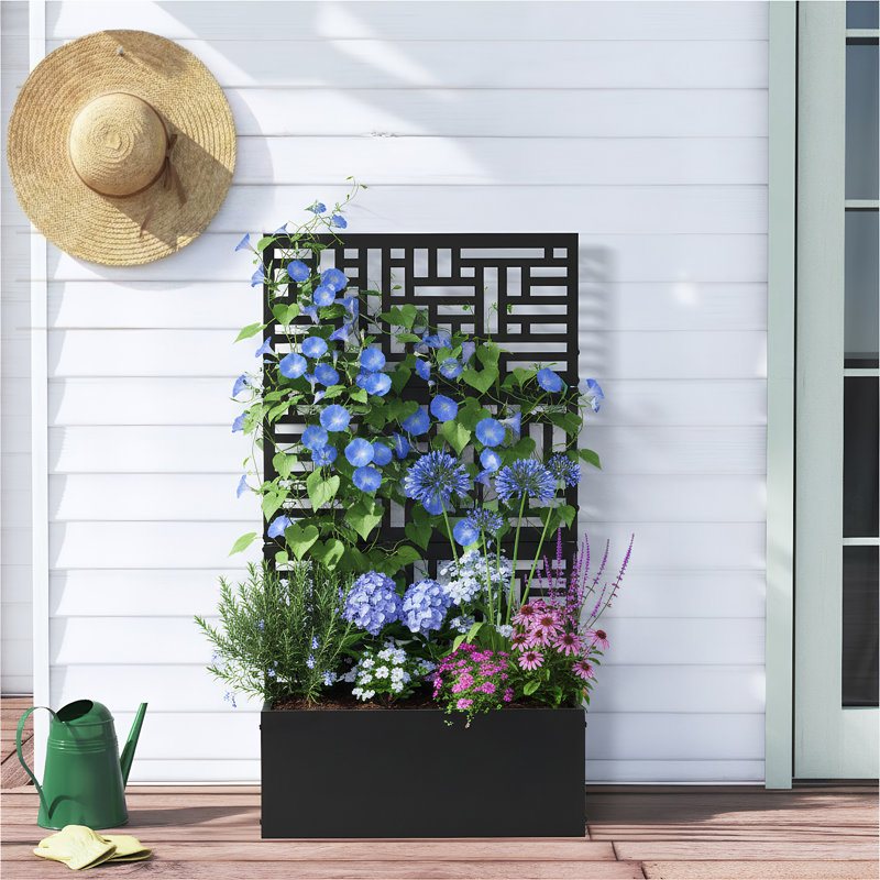 24 X 9 X 44.5 In.Small-Space Iron Planter Box With Trellis