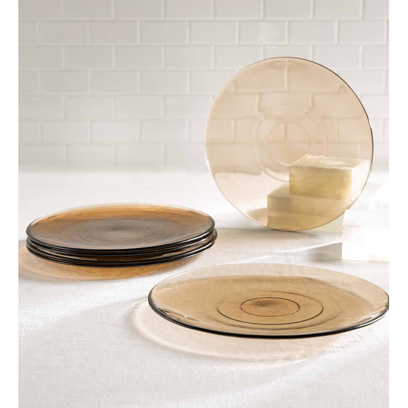 Recycled Glass Dinner Plates, Light Brown