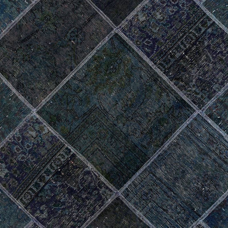 Tapis bleu en laine noué à la main One-of-a-Kind Luisdavid