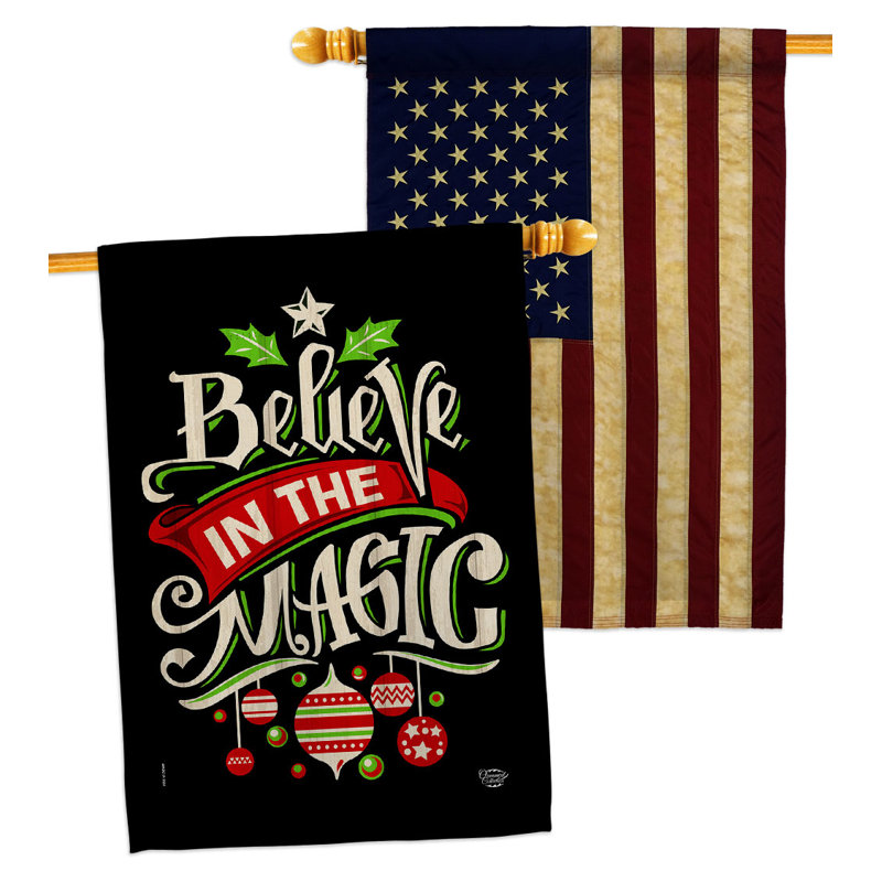 Drapeau de maison en polyester 40 x 28 po Believe The Magic