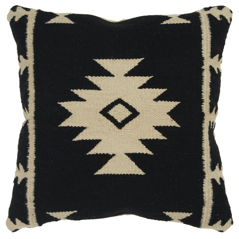 Housse de coussin en laine Donner, Noir