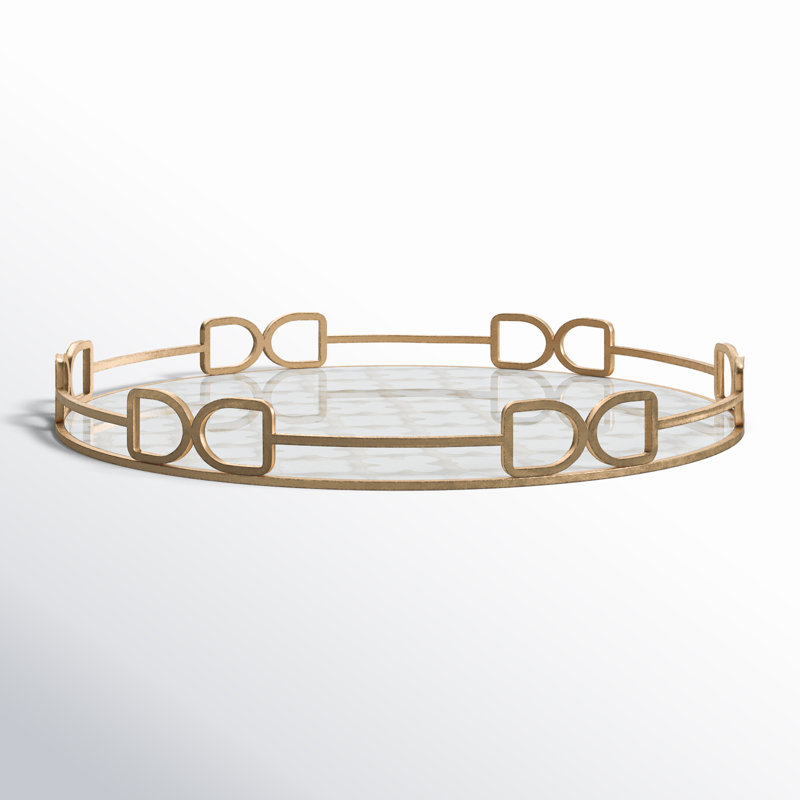 Josephine Mirrored Glass Tray, 2" H x 18" W x 18" D