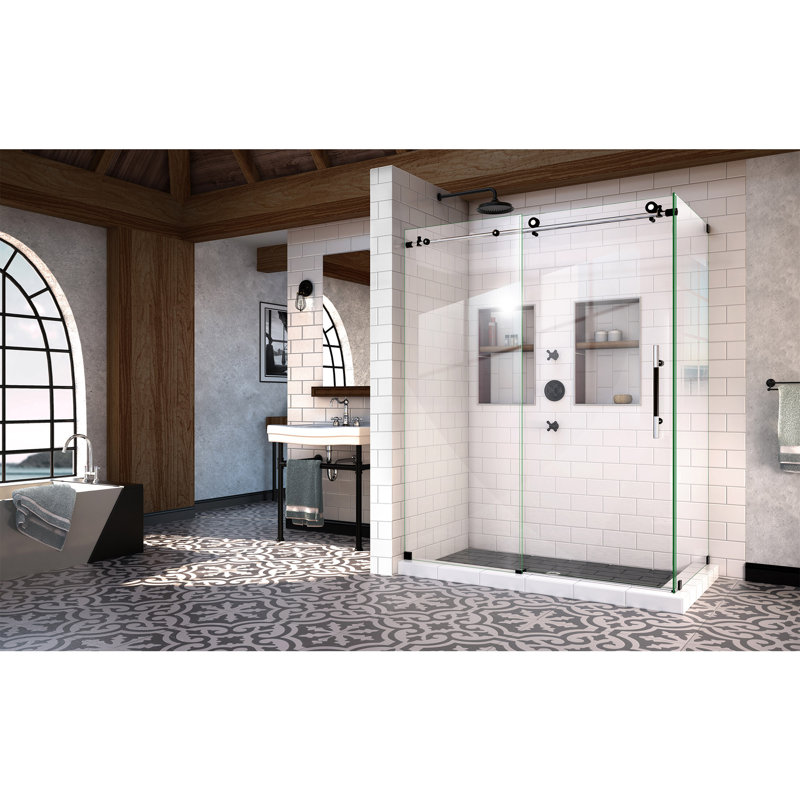 Enigma-X 60.38" x 76" Frameless Shower Enclosure, Tuxedo