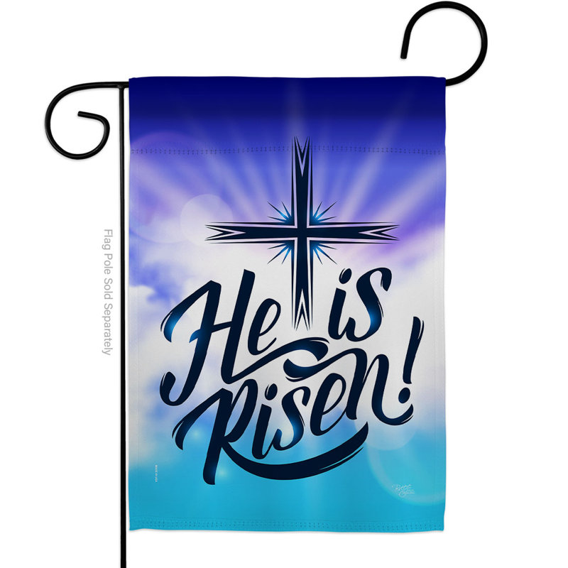 Drapeau de jardin en polyester 19 x 13 po He Is Risen