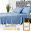 Ensemble de draps rafraîchissant en rayonne de bambou – Ultra douce, respirante et soyeuse, drap-housse à poches profondes de 40 cm, literie 4 pièces de luxe – Bleu clair, 1 place-137407237