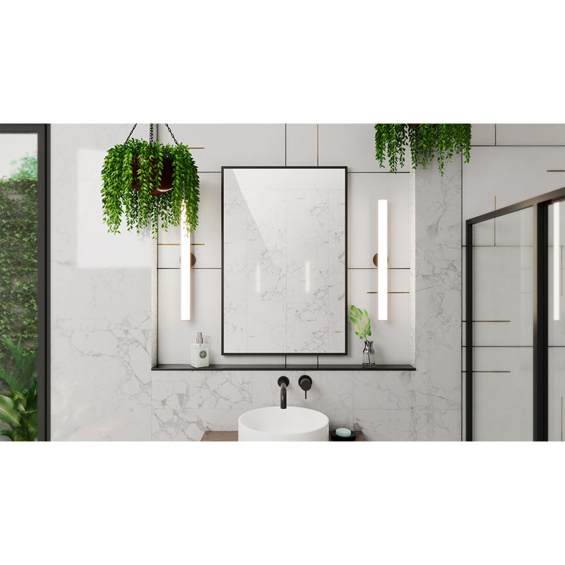 Prospero 36 in. H x 24 in. W Rectangular Hanging Mirror,, Matte Black