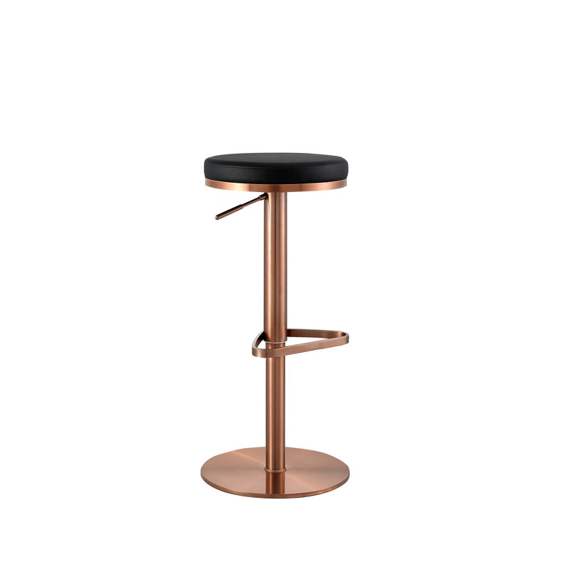Tabouret de bar rotatif à hauteur ajustable Noah, Ébène, Or rose